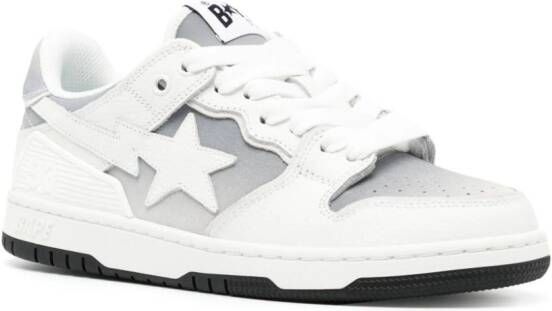 A BATHING APE Leren sneakers met sterapplicatie en vervaagd effect Wit