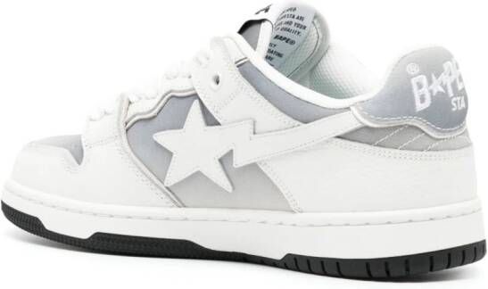 A BATHING APE Leren sneakers met sterapplicatie en vervaagd effect Wit