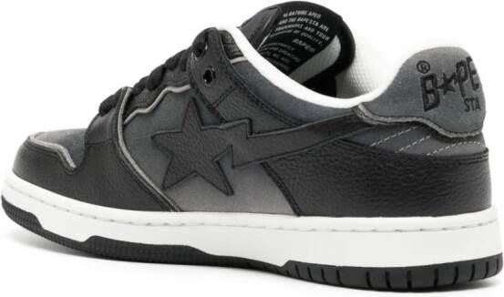 A BATHING APE Leren sneakers met sterapplicatie en vervaagd effect Zwart