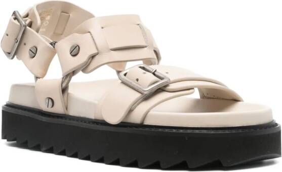 Acne Studios Leren sandalen met gesp Beige