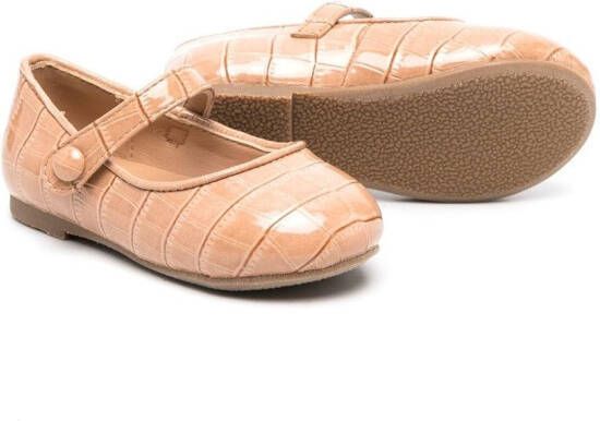 Age of Innocence ballerina's met krokodillenleer-effect Beige