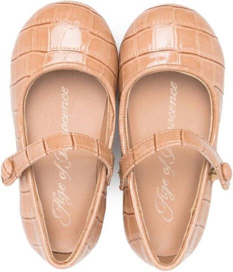 Age of Innocence ballerina's met krokodillenleer-effect Beige