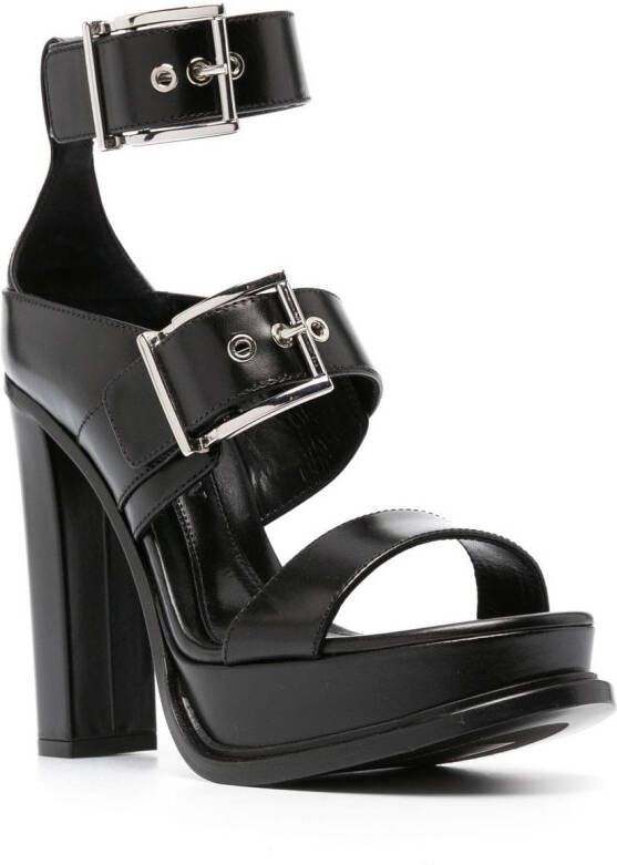 Alexander McQueen 125 mm leren sandalen Zwart