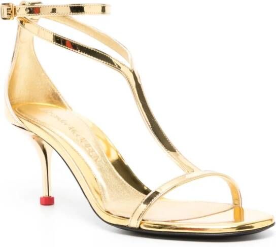 Alexander McQueen T-Bar leren sandalen Goud