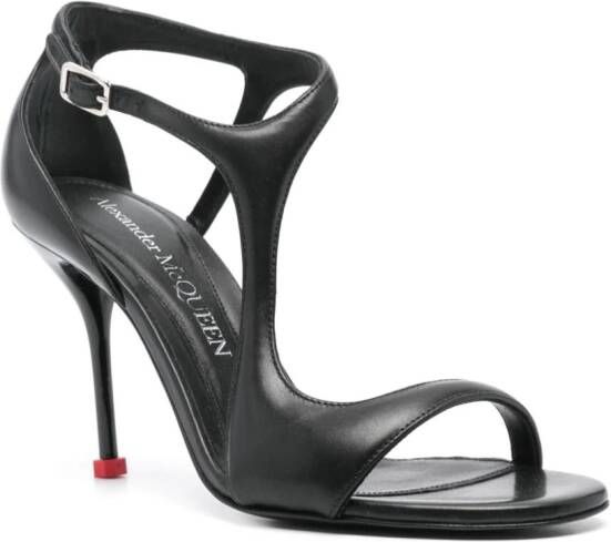 Alexander McQueen Harness leren sandalen 90 mm Zwart