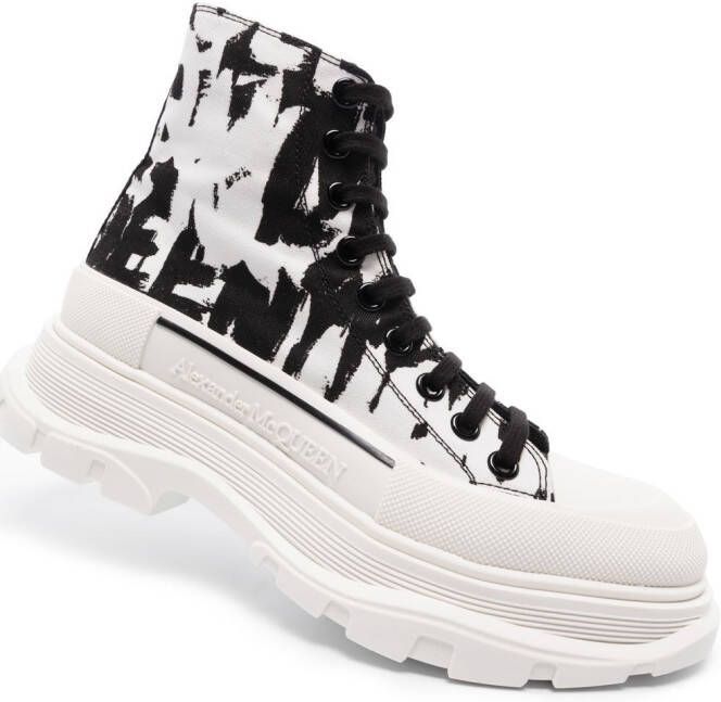 Alexander McQueen Treadslick sneakers met graffiti-print Wit