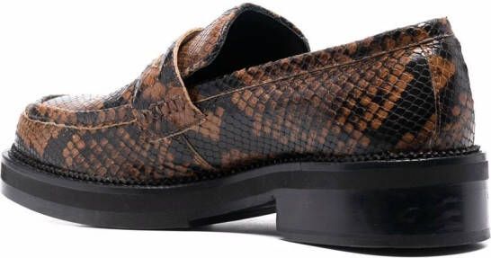 AMI Paris Loafers met slangenhuid-effect Bruin