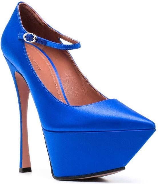 Amina Muaddi Angelica satijnen pumps Blauw