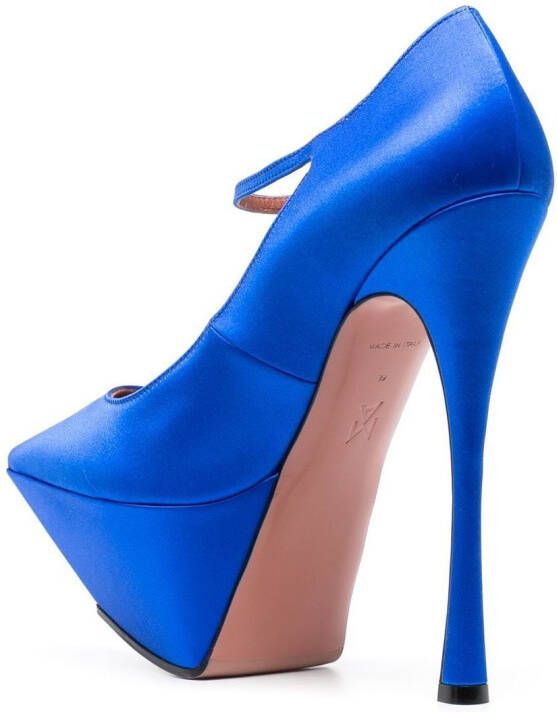 Amina Muaddi Angelica satijnen pumps Blauw