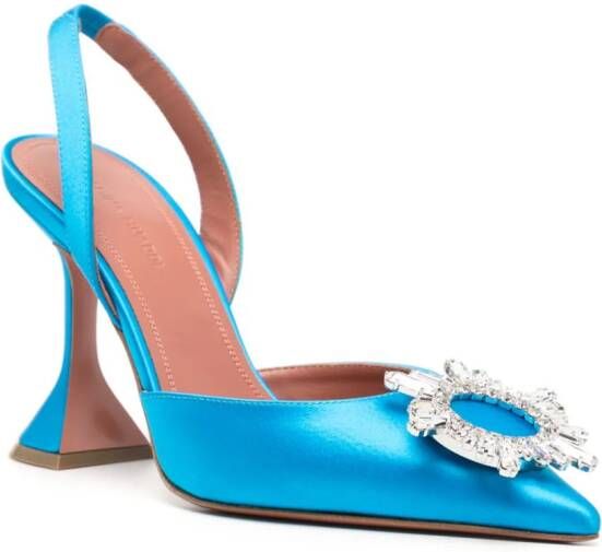 Amina Muaddi Begum satijnen pumps Blauw