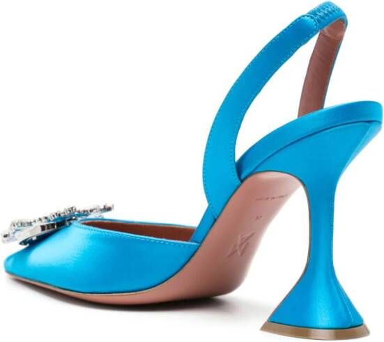 Amina Muaddi Begum satijnen pumps Blauw