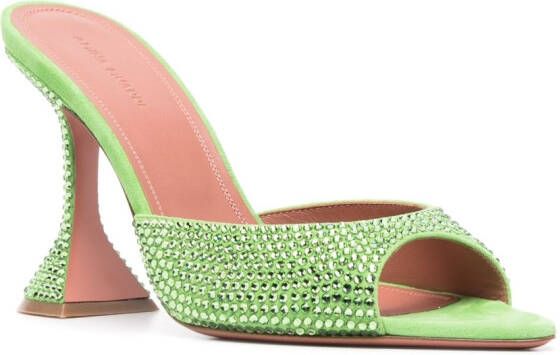 Amina Muaddi Caroline suède slippers Groen