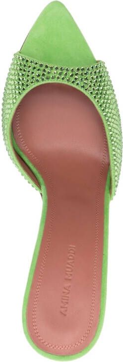 Amina Muaddi Caroline suède slippers Groen