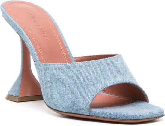 Amina Muaddi Lupita 100 mm denim muiltjes Blauw