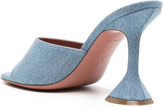 Amina Muaddi Lupita 100 mm denim muiltjes Blauw