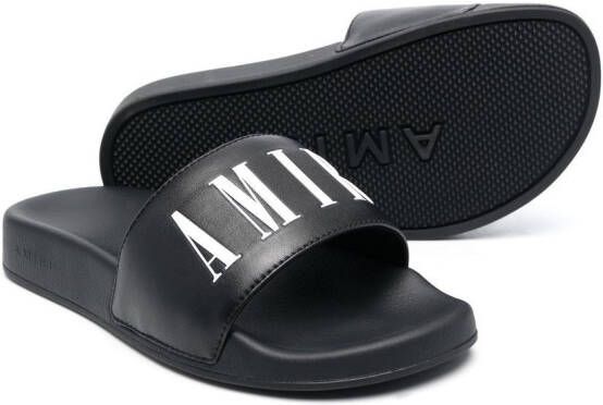 AMIRI KIDS Slippers met logoprint Zwart