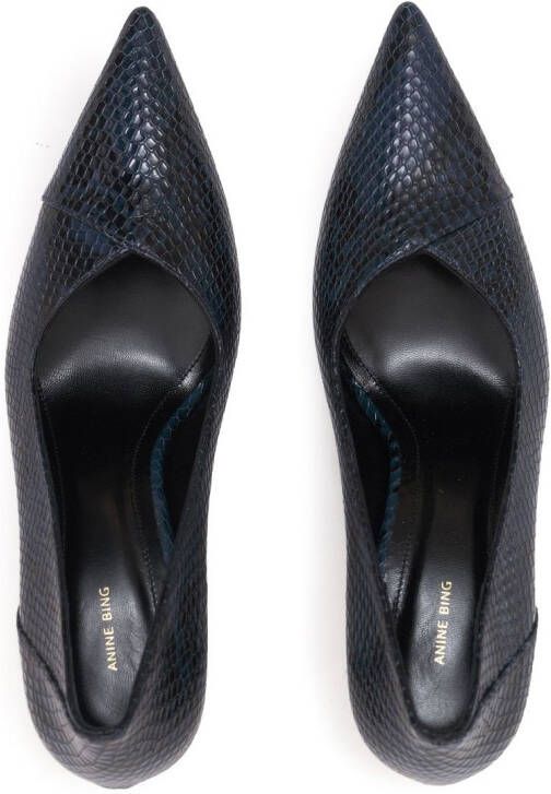 ANINE BING Devon pumps met slangenleer-effect Blauw