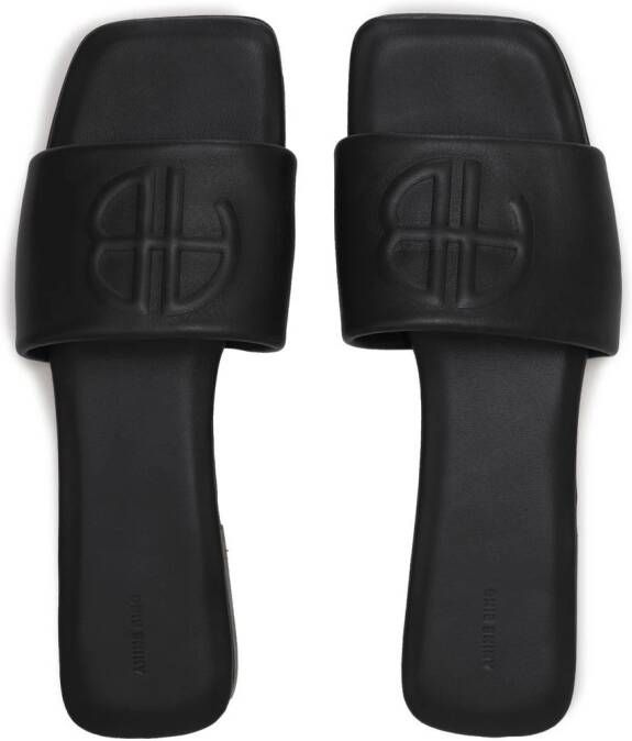 ANINE BING Ria slippers met monogram Zwart