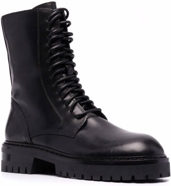 Ann Demeulemeester Leren combat boots Zwart