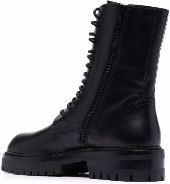 Ann Demeulemeester Leren combat boots Zwart