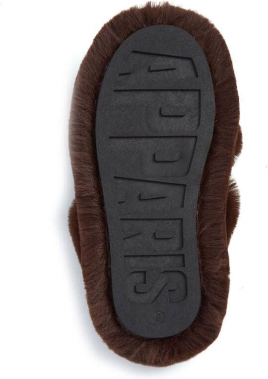 Apparis Biba slippers met imitatiebont Bruin