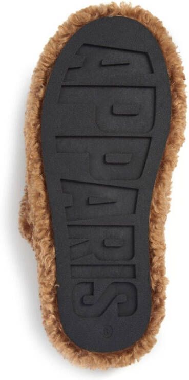 Apparis Biba slippers met imitatiebont Bruin