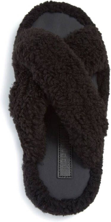 Apparis Teddy slippers met imitatielamswol Zwart