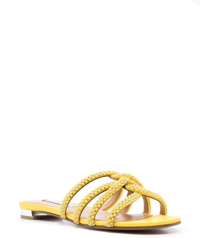 Aquazzura Moondust verfraaide sandalen Geel