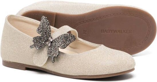 BabyWalker Metallic ballerina's met vlinderpatch Goud