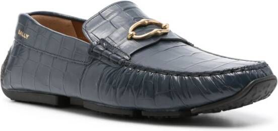 Bally Loafers met krokodillen-reliëf Blauw