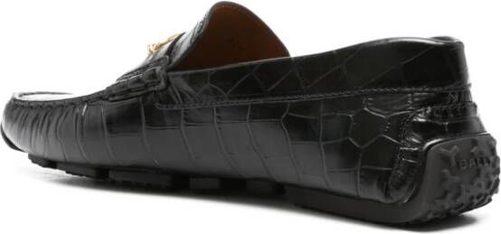 Bally Loafers met krokodillen-reliëf Zwart