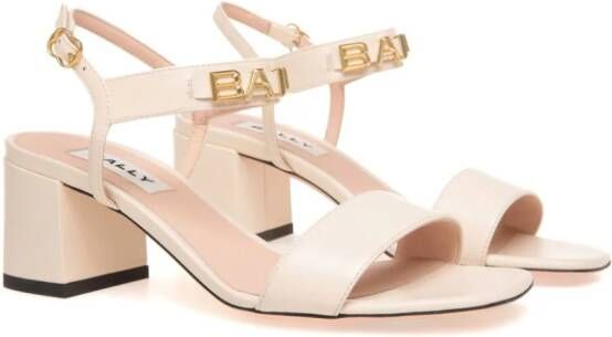 Bally Leren sandalen met logo Beige