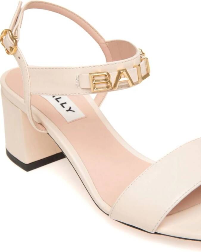 Bally Leren sandalen met logo Beige