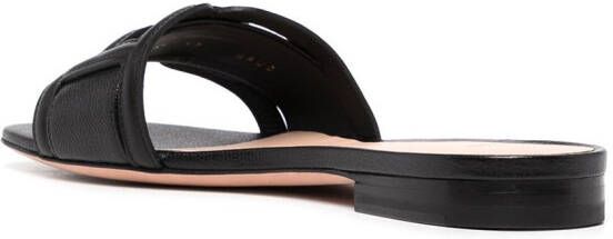 Bally Leren slippers Zwart