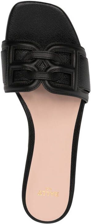 Bally Leren slippers Zwart