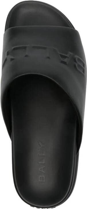 Bally Leren slippers Zwart