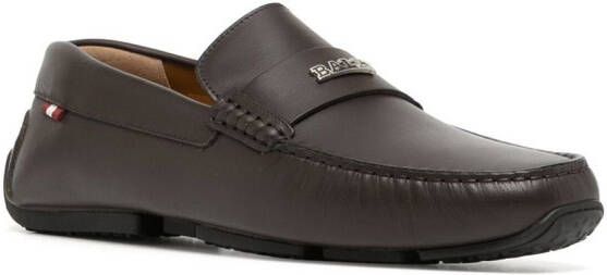 Bally Loafers met logoplakkaat Bruin