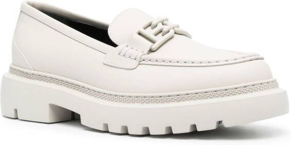 Bally Loafers met tonale logoplakkaat Beige