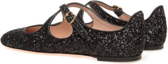 Bally rina ballerina's verfraaid met glitter Zwart