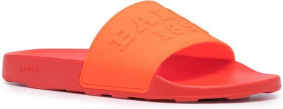 Bally Slippers met logo-reliëf Oranje