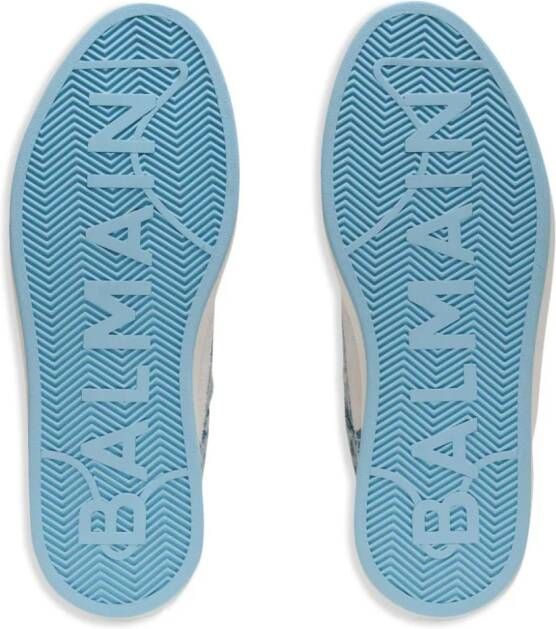 Balmain B-Court sneakers met denim vlakken Wit