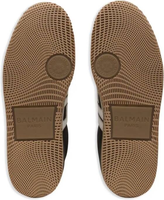 Balmain Leren sneakers met logopatch Bruin