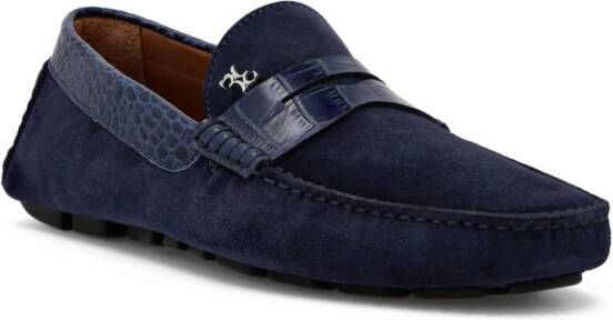 Billionaire Suède loafers met krokodillen-reliëf Blauw