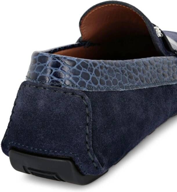 Billionaire Suède loafers met krokodillen-reliëf Blauw