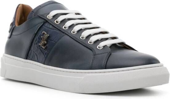 Billionaire Leren sneakers met logoplakkaat Blauw