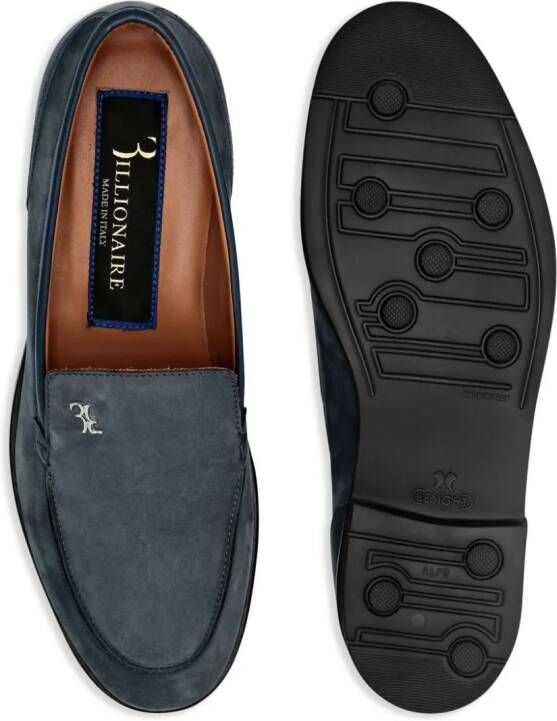 Billionaire Suède loafers met logoplakkaat Blauw