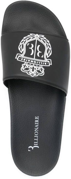 Billionaire Slippers met logoprint Zwart