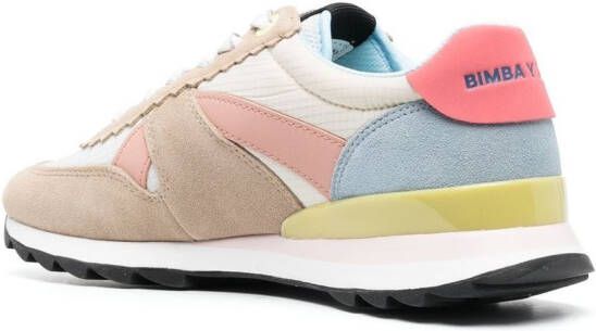 Bimba y Lola Sneakers met colourblocking en logoplakkaat Beige