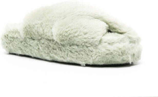 Bimba y Lola Slippers met fleece textuur Groen