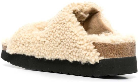 Birkenstock Arizona slippers met grote gesp Beige